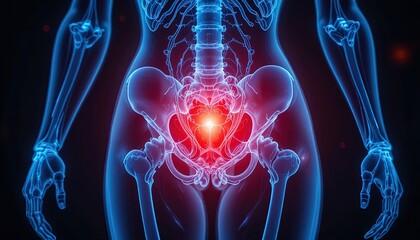Female Pelvis and Axial Skeleton, X-Ray Style