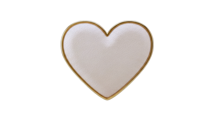 Heart-shaped decorative element with gold trim on white background