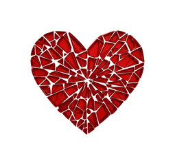 赤い砕けたハート、悲しみと痛みを示す