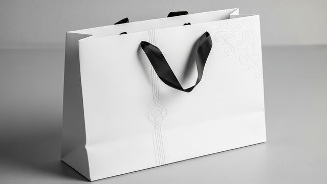 Elegant white gift bag with black handles