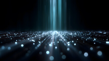 Mysterious Beam: A captivating beam of radiant light piercing through the darkness. The image evokes a sense of futuristic technology or spiritual energy. It creates a striking visual impact.