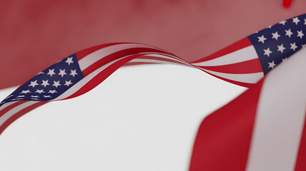 American flag waving in the wind with a close-up view of its stars and stripes