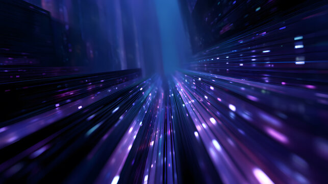 Futuristic Data Stream: A mesmerizing visual representation of data flow, with streams of light illuminating an abstract network, offering a glimpse into the depths of a digital metropolis. - Powered by Adobe