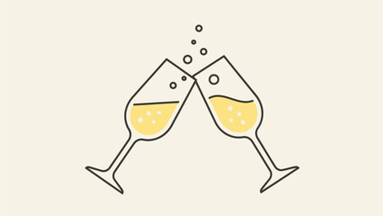 Celebratory champagne glasses clinking in a toast with bubbly drinks, symbolizing joy and festivity