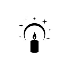 Obraz premium Candle with moon and stars silhouette vector illustration