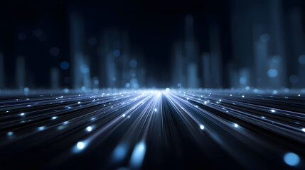 Digital Stream: A dynamic illustration depicting digital data streams surging across a dark expanse, emphasizing the flow and interconnectedness of information in the modern technological landscape.