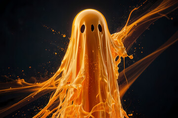 Orange ghost radiant splash effect in dark background for halloween