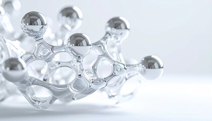 Abstract silver molecular structure representing scientific research and biotechnology on white background