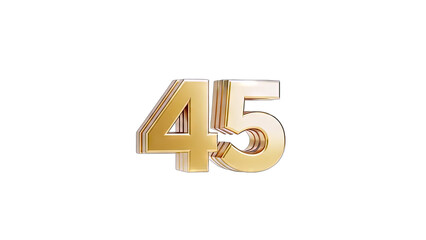 Obraz premium Golden Numbers 45 Isolated on White Background