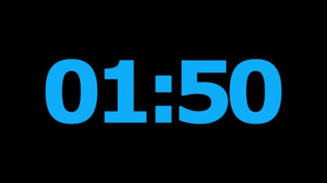 Abstract 1 minute countdown animation from 120 seconds to 0 seconds on a transparent background, One minute countdown timer with alpha channel