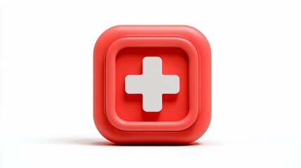 Obraz premium A 3D rendered medical symbol with a cross on a rounded square