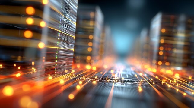 Data center abstract background glowing server lights - Powered by Adobe