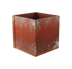 錆びた金属箱の静止画、立方体の容器