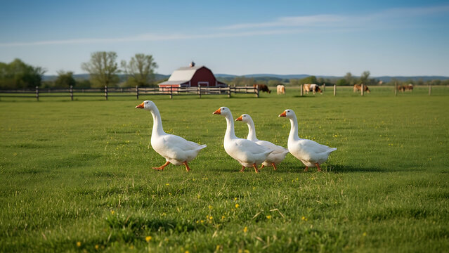 geese on the meadow