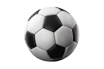 A soccer ball with black and white stripes