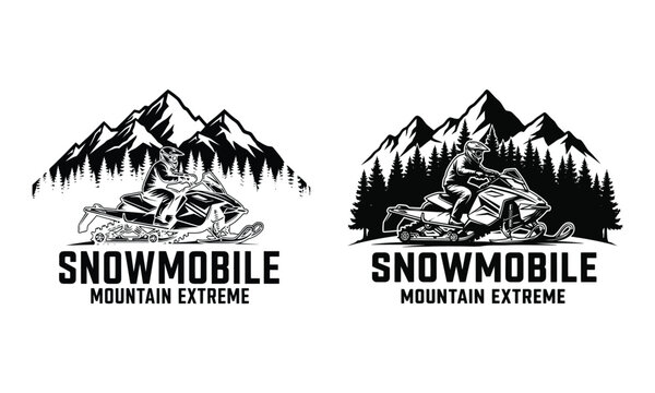 Snowmobile mountain extreme logo design