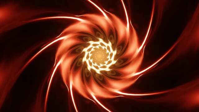 abstract fractal spiral glowing red on dark background seamless loop