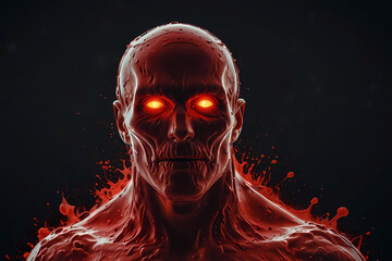 Red ghost splash with glowing edges for halloween