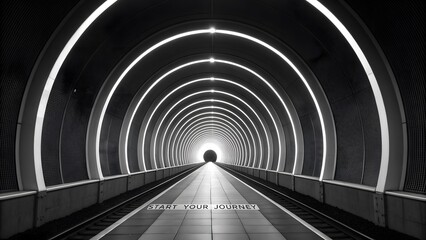 Abstract 3d render of digital wormhole with glowing blue data particles