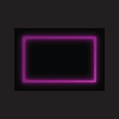 Purple Neon Frame Glow Effect &ndash; Rectangular Neon Light Border on Dark Background