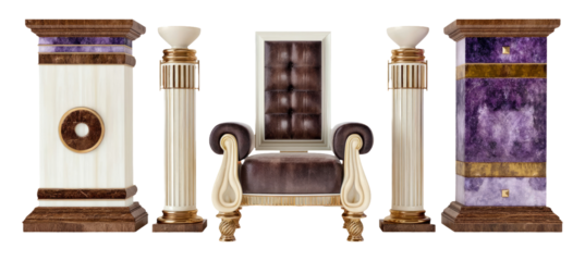 Elegant Space Interior with Structured Illustrations Featuring Unique Furniture Design