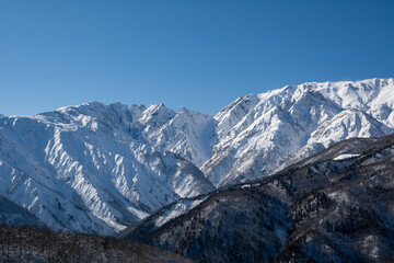 初冬の北アルプス快晴の空　長野県白馬村 © RATM