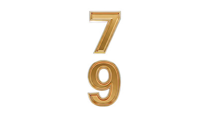 Obraz premium Golden Numbers 7 and 9 on White Background