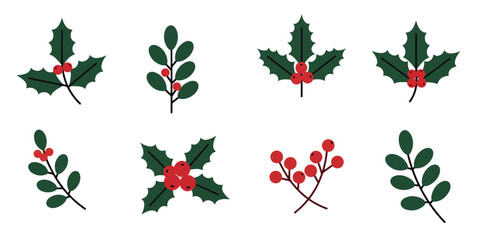  festive holly and berry sprigs for holiday decorations © ctaak
