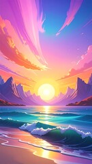 Vibrant sunset over a beach (1)