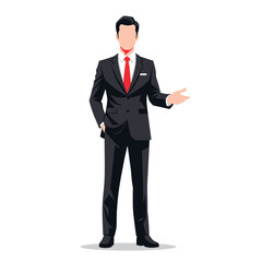 Obraz premium a faceless businessman standing confidently, wearing a black suit