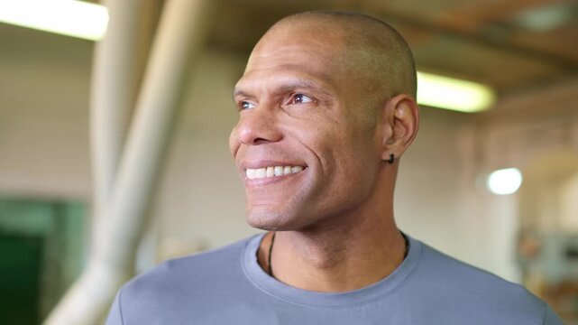 Optimistic mature african american man smiling