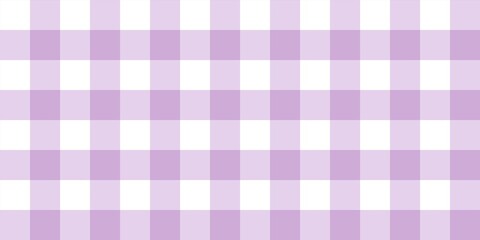 Soft purple and white gingham pattern. Classic checkered plaid background, seamless style for picnic, textile, or spring scrapbooking designs.