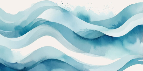 Abstract blue vector background with flowing wave lines, ideal for web design, wallpaper, or ocean-themed art illustration
