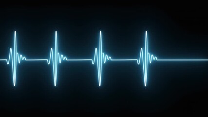 Abstract Blue Heartbeat Line on Black Background. - Powered by Adobe