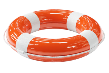 A red and white life preserver