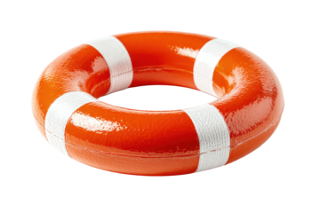 A red and white life preserver