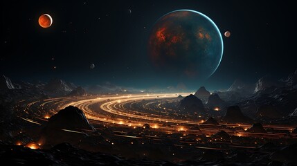 Swirling planets and cosmic lights