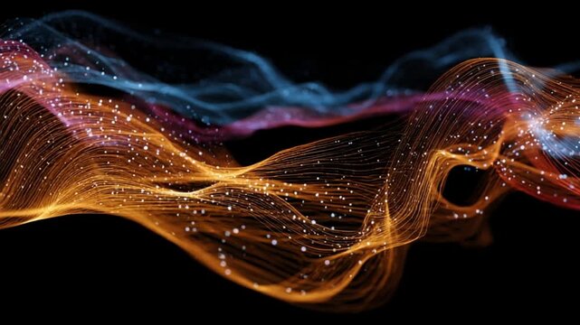 Abstract golden light waves flowing dynamically, creating a modern futuristic energy background.