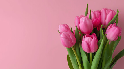Fototapeta premium Vibrant pink tulips brighten any space, bringing the joy of spring Generative AI