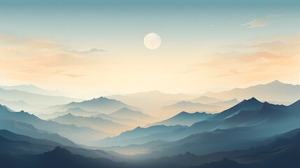 Serene mountain landscape at dawn