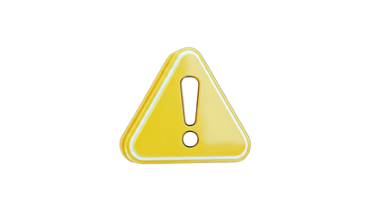 3D Warning Sign on White Background