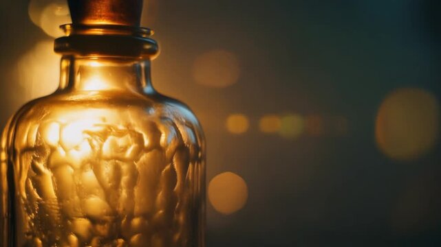 Sunset Colors Bleeding into an Old Glass Bottle