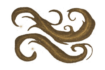 Obraz premium Ornate gold scrollwork element with swirling tendrils, providing a decorative baroque design on transparent background