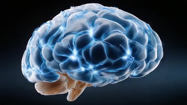 Brain's Neuronal Network: Illuminated neurons within the human brain depict the intricate complexity of thought and cognition. A captivating visual representation.