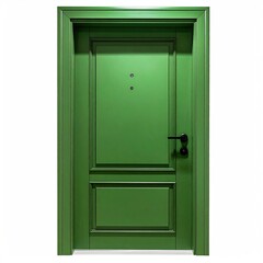A vibrant green door with classic architectural details