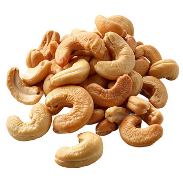 Fresh Cashews Roasted Pile Isolated On Transparent Background