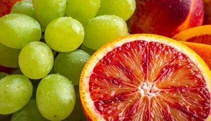 Grapes and sliced blood oranges.