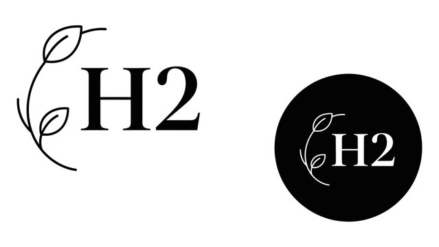 Minimalist logo design with h2 and leaf element