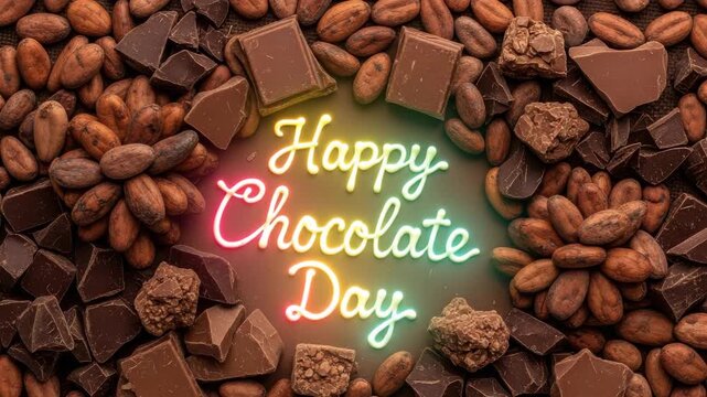 Happy chocolate day celebration with chocolates and nuts