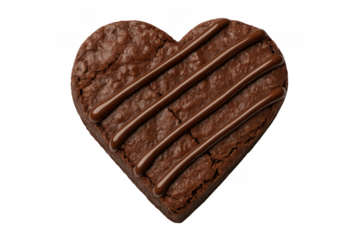 Heart shaped chocolate brownie with chocolate sauce